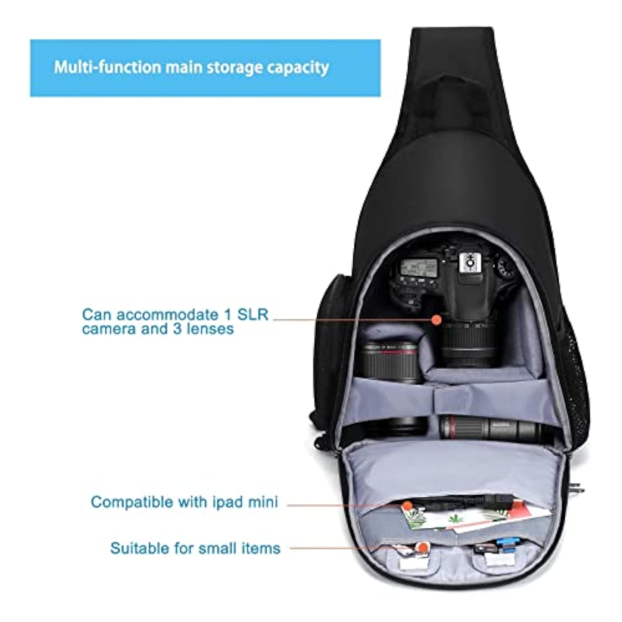 Sling Backpack Camera Bag with Tripod Holder